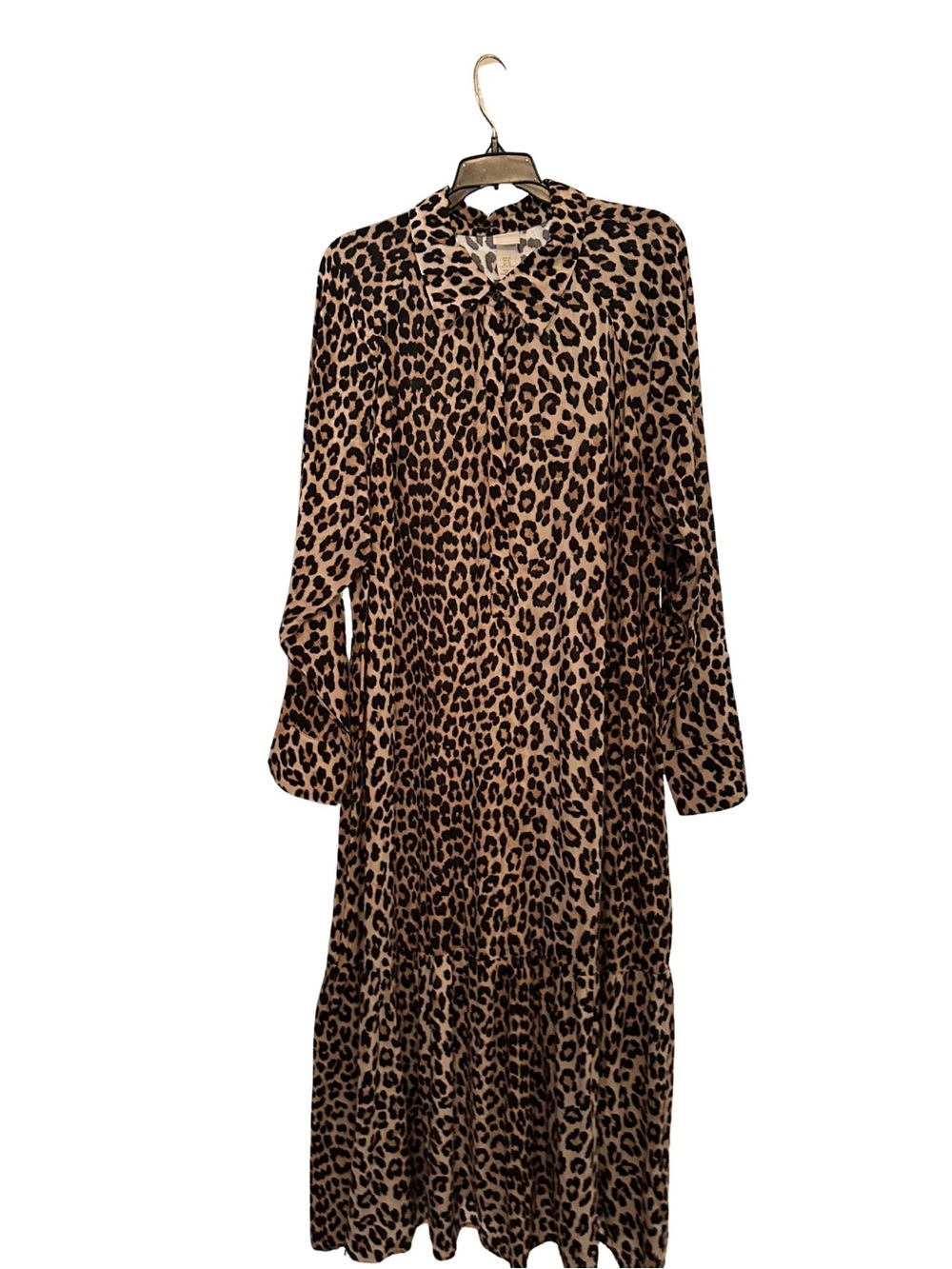 H&M XL Leopard Print Long Sleeve Maxi Dress - Beige & Black NWOT Viscose🔥